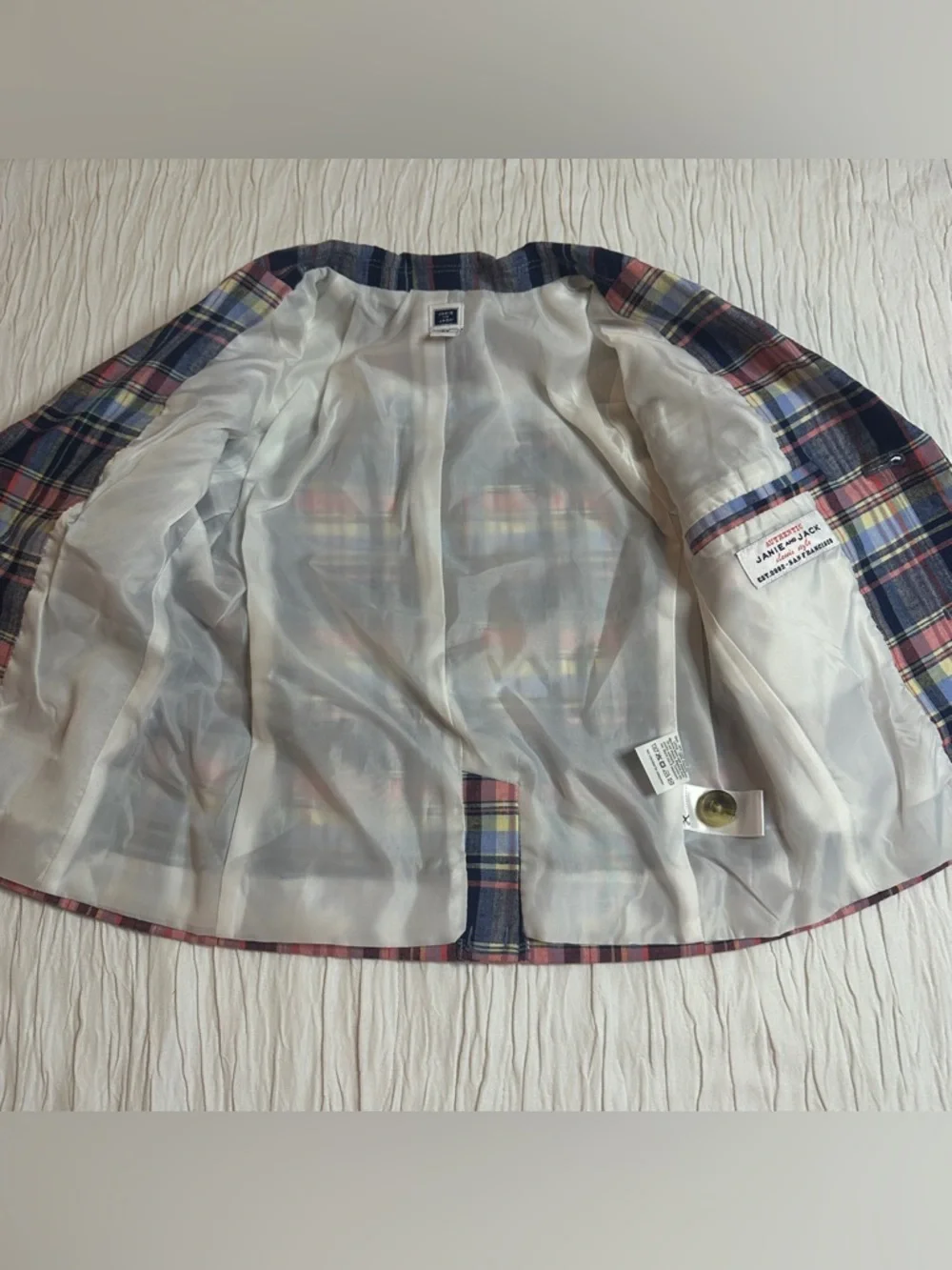 Janie and Jack Plaid Blazer‎ 2T Toddler Linen Blend Preppy Easter Spring Jacket